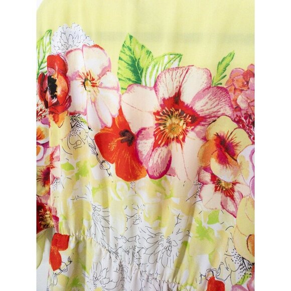 BCBG Maxazria Floral Print Yellow Tunic Dress XS/S Lightweight Lined - Picture 5 of 10